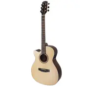 Martinez 'Natural Series' Left Handed Spruce Top Acoustic-Electric Small Body Cutaway Guitar (Open Pore)