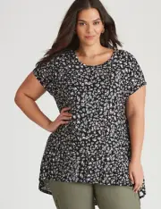 BNWT Size 26 AUTOGRAPH Ladies Stretch Short Sleeve Top / Tee Black Grey White