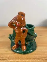 VTG 1950s GILNER Pottery Happy Cannibal Native Female Planter Figurine Mid Centu