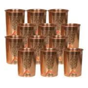 Pure Copper Handmade Water Drinking Glass Tumbler For Health Benefits Set Of 12