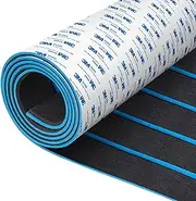 Fullfire Boat Flooring - EVA Foam Boat Decking - Faux Teak Marine Mat - Upgraded Self-Adhesive Backing Marine Carpet for Boats Motorboat RV Yacht Kayak 94"" x 24"" Black with Blue Lines, FF-3M-206-60