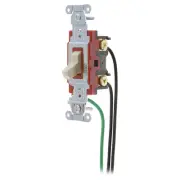 Hubbell Ivory INDUSTRIAL Single Pole Toggle Light Switch 20A 8" Leads 1221PWI
