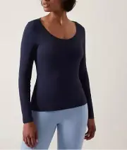 NWT Athleta L Navy Blue Outbound Scoop Top Lightweight Wicking Odor Control