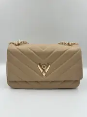 Valentino Orlandi Vegan Leather Taupe Crossbody Handbag Purse Style V-2001