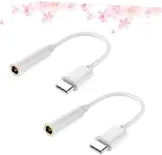 OSOLADY 2pcs C to Earphone Cable Adapter USB C Male to Aux Female Jack Reversible Design for Easy Use Compatible with Smartphones and Laptops White