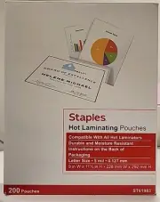 Staples Thermal Laminating Pouches, Letter Size, 5 Mil, 200/Pack