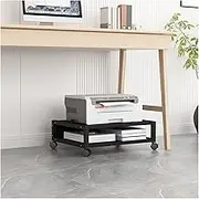 Printer Stand Rolling Under Desk Printer Stand Office Movable Printer Desk with 4 Wheels & Lock Mechanism Small and Short Printer Shelf for Mini 3D Printer, Black Printer Table