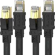 Senetem Cat 8 Ethernet Cable 3FT 2 Pack, High Speed 40Gbps 2000MHz Flat Internet Network Cable, RJ45 Shielded Ethernet Cord, Outdoor&Indoor LAN Cable for Gaming, PC, PS5/4/3, Xbox, Modem, Router