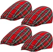 [SATINIOR] 4 Pieces Men's Flat Cap Gatsby Newsboy Hat Driving Cabbie Hunting Cap