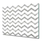 Tempered Glass Worktop Saver Kitchen Silver Zigzag Hand drawn Texture 60x52