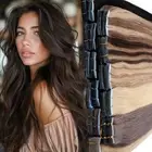 Skin Weft Tape In Thick Russian Remy Human Hair Extensions Full Head Brown Short