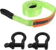 CLISPEED Heavy Duty Tow Strap Emergency Rope with Shackles for Trucks Cars Durable Polyester for Towing Securing Pulling in Emergency Situations