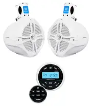 Rockville RGHR2 Marine Bluetooth USB Receiver+Remote+(2) 8" Wakeboard Speakers