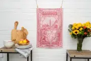 London Sherlock Holmes Jacquard Kitchen Dish/Tea Towel Red Made in Czech