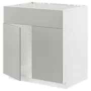 METOD base cabinet f sink w 2 doors/front, white/Havstorp light grey, 80x60x80 cm