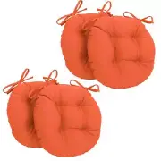 16-inch Solid Twill Round Tufted Chair Cushions (Set of 4) Tangerine Dream