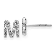 14k White Gold Real Diamond Initial M Earrings