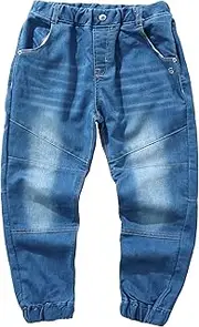 [Abalacoco] Big Boys' Kids Jeans Cotton Pull-On Soft Denim Pants Stretch Waist 4-11T