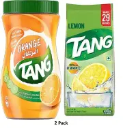 Tang Orange Instant Drink Mix Glass Jar 750g + Lemon Foil Refill 500g - 2 Pack