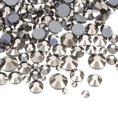 400 Pcs Hotfix Rhinestones Crystal Glass Gems (SS6-SS20 Set, Gray)