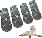 SlowTon Boots, Breathable Paw Protector, Dual Adjustable & Washable Non-Slip Shoes With Reflective Strip for Injured Paws, Comfortable Walking Boots for Small Medium Large Dogs