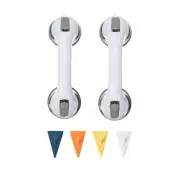 FChome （2 Pack）Shower Wall Suction Cup Grab Bars with 4 pcs Self-Adhesive Hoo...