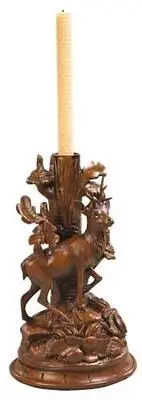 Candlestick Candleholder MOUNTAIN Lodge Deer with Tree Left-Facing Left
