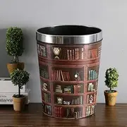 LWLYLCHBM Trash Can Trash Can Trash Leather Vintage Pattern Trash Trash Can with Metal Ring-Red Wine