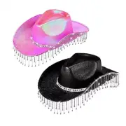 Bachelorette Party Cowboy Hat Nightclub Sequins Hat Western Wide Brim Sun Hat