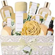 Gifts for Mum, Birthday Gifts for Women, Spa Gift Basket Luxury 12 Pcs Bath Gift Box, Relaxing at Home Bath Set Scented with Vanilla Includes Bath Salts, Bath Bombs, Body Scrub, Best Spa Gift for Women, Mothers Day Gift