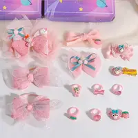 在飛比找momo購物網優惠-【UNICO】兒童萌翻天粉色蝴蝶結髮圈髮夾戒指禮盒13件套裝