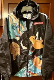 Space Jam Members Only Tune Squad Daffy Hooded Windbreaker Jacket. Size L