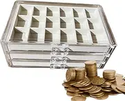 Block Display Case - Crystal Glass Storage Shelf with 54 Slots, for Collections | Crystal Display Case for Collectors in Wood Lock Collection Jewellery Display