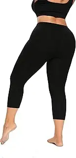 [ELISS] Women's Plus Size Modal Capri Leggings,Soft and Stretchy Cropped Legging 3/4 Length Pants (1X-4X)