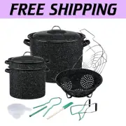 12-Piece Enamel-on-Steel Water Bath Canner Kit, 21.5 qt - Ultimate Canning Set