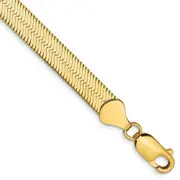 14K Yellow Gold 7 inch 6.5mm Silky Herringbone with Lobster Clasp Bracelet