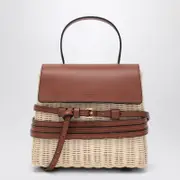 [Moschino] Tie Mie Bag in raffia and leather One size Beige