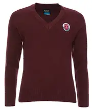 Maroon Wool Pullover With Emb