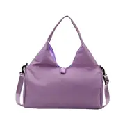Gym Tote Bag with Shoe Compartment for Women Travel Duffel Bag Yoga Mat Holder - Purple