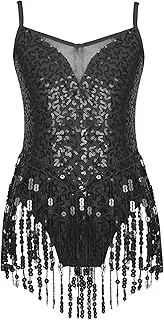 [TiaoBug] Girls Tango Latin Dance Dress Sequin Tassel Dress Professional Competition Ballroom Samba Rumba Jazz Dance Dress