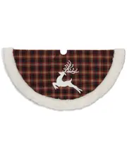 Gerson International 48in Buffalo Plaid Tree Skirt with Deer