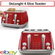 DeLonghi Retro Toaster 4 Slice Bread Toasting Browning Reheat Defrost Machine AU