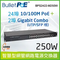 在飛比找PChome24h購物優惠-BulletPoE BPS2422-M250W 24-POR