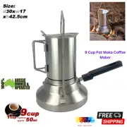 Coffee Maker Italian Espresso 9Cup Pot Moka 2 In 1 Camping Stainless Steel Kettl