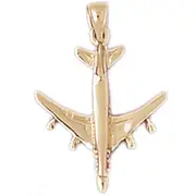 14K Gold Four Engine Airplane Pendant