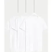 Mens M&S Collection 3pk Pure Cotton V-Neck T-Shirt Vests - White