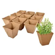 Ozoffer 50Pcs Square Peat Pots Plant Starter Nursery Pots for Seedings Garden 8cm