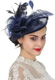 [XINCHIA] Ladies Flower Feather Fascinator Hat Veil Net Headband Clip Pillbox Hat Wedding Bridal Hair Clip Headpiece Top Hat Race Ascot Cocktail Tea Party Headwear Bowler Hat Banquet Hair Accessories