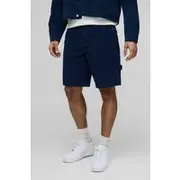 Mens Relaxed Fit Fixed Waist Navy Cord Shorts