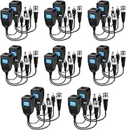 Passive Video Balun 8 Pairs Passive Video Power Balun Audio Connector 960P/1080P/2MP BNC to RJ45 Network Transceiver Cat5e/Cat6 Adapter AHD/TVI/CVI/CVBS for Full HD Security Surveillance Camera System